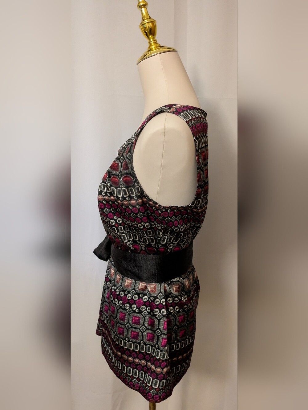 Apt. 9 Sleeveless Jewel-Print Fit & Flare Dress in Black and Fuchsia - Picture 8 of 8